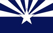 Part of a series of fifty state flag designs, all in blue and white. (Posted by Ken Morton)