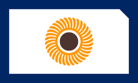 Blue border resembling the state's shape, sunflower in the middle being the state's flower with 34 petals, marking it the 34th state.