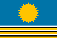 Sun taken directly from current flag; 9 stripes of white, black, and gold symbolize SD's 9 main native tribes.
