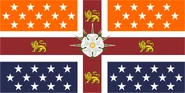 New York State Flag Proposal. 50 Stars to represent the United States and drawn from the Jack of the United States, the Cross of St. George with the four lion are from the flag and arms of the City of York in Northern England, the White Rose of the House of York and of Yorkshire with the crown of Libertas (the lady of the Statue of Liberty), and the orange representing the Dutch who first colonized Manhatten. Proposal by Nathaniel Tang 08 JUNE 2015 at 01:15 UTC