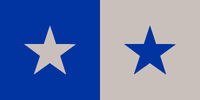 Nevada has two official state colors: cobalt blue and gray. These are mostly displayed in Nevada on their license plates. But when I think of Nevada, I think of a state with vast beautiful deserts and dense cultural urban areas, so my flag illustrates this duality. I'm not sure whether the blue side is the city or the desert, but we can work that out later. (posted by Mark Allender)