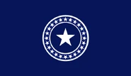 Missouri redesign by Ken Morton. Part of series of designs for state flags, all in blue and white. Dec 2019.