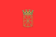 This was the second official flag adopted by the Diputación Foral de Navarra (Statutory Council of Navarre, regional government). (...) With the arrival of the Second Republic the 1910 arms were modified to adapt them to the new regime (mural crown). The new design was adopted on 8th June 1931 and it was published in the Boletín Oficial de la Provincia de Navarra (Official Bulletin of Navarre Province) on 12th June 1931. Used between 1931 and 1937.