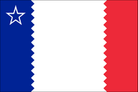 Serratted division to stand for the state rock of Geode which has a crystaline interior. Color set as per French National flag.Design by Rotten Ali.