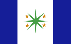 MI Flag Proposal "The Great Stars" the 5 stars represents the Great Lakes (blue) represents the water, freedom and justice (white) represents the Mackinac Bridge, purity and snow (green) represents the land and growth (orange) represents the industry and Unity. Design by Patriot Kai