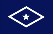 Part of series of designs for state flags, all in blue and white. (Posted by Ken Morton)