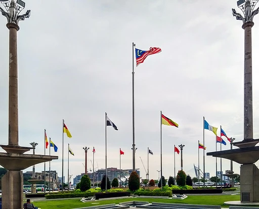 All 14  state flags and  flag waving at Putra Square, , .