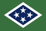The flag combines elements from Arkansas flags dating back to 1912. The diamond shape comes from Arkansas being the first state in which diamonds were discovered. The blue and white color of the stars make reference to a confederate battle flag. The top star represents Arkansas as both a US state and once a Confederate state. The bottom three stars have three separate meanings: The three nations to which Arkansas has belonged (Spain, France, and the U.S.); The Louisiana Purchase, which brought Arkansas into the U.S., was signed in 1803; Arkansas was the third state (after Louisiana and Missouri) formed from the Louisiana Purchase. The green field evokes Arkansas status as “the Natural State." Posted by Preston Knapp [1]