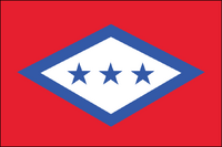 Arkansas State Flag Symplistic Proposal. The diamond state with three stars for its three slogans. By Ed Mitchell. 2013.