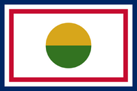 Border colors from current flag; disc at center represents the sun rising over Iowa cornfields.