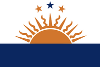 My version of a design by ColiopKolchovo. The basic elements of the flag depict the sun rising behind the Hudson River. The orange stars above reference the allegory figures Liberty and Justice in the state’s seal, while the blue star references the eagle and globe. Seven straight rays of the sun mirror the points of the Statue of Liberty’s crown, with the total of thirteen rays reference the state’s status as an original colony. The blue and orange colors are tied to the state’s Dutch and British colonial heritage. Posted by Preston Knapp [1]