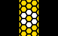 Honeycomb pattern as center stripe, white hexagons to symbolize the sego lily, Utah's state flower