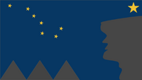 This flag is called "the old man looks out." it is a proposal for the state of New Hampshire. the Old Man of the Mountain, a state landmark, is looking out on the night time sky of the state. Ursa Minor is shown, as it is one of the most visible constellations in the New Hampshire sky. there are 9 stars for being the 9th state added to the Union. The mountains represent the White Mountains, and the dark sky is for the wonderful winter nights in New Hampshire. The blue is for peace, the yellow for hope, and the grey for undiscovered opportunity's. The stars also represent the motto of the state "Live Free or Die".