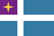 Updates to designs by Steve Lovelace and Hans. White cross is the Nordic cross reflecting the state’s Scandinavian heritage. The three light blue sections represent (in clockwise order) Lake Superior, the Mississippi River, and the St. Croix River. The gold star is the North Star. The purple canton represents the purple northern night sky as well as the cultural heritage of the state. Posted by Preston Knapp [2]