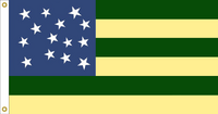 Vermont State Flag Proposal No. 23 (Green Mtn. Boys Concept) Designed By: Stephen Richard Barlow 21 MAY 2015 at 0818 HRS CST. note: 14 stars in canton vice 13 as Vermont was the 14th state admitted into the UNION and 6 alternating green and buff stripes representing Vermont as one of the six New England states.