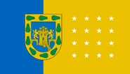 Design using blue and gold as in the Coat of Arms. The 16 stars represent the Delegaciones which are the subdivisions of the Mexican Federal District. - By MetamarioMX. 2014.