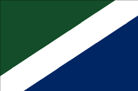 Unpretentious and straightforward, as Mainers are known to be. Green for forests, blue for coastline; diagonal stripe represents Maine's general SW-NE orientation