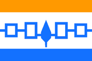 Using Elements from Dutch "Prince's Flag" and Iroquois "Hiawatha Belt". Dimensions from New flag of Mauritania. Design by avrand. 2 of 3