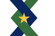 My version of proposal by Ed Mitchell and later modified by Hans. The intertwined arrows represent the joining of the frontiersman (green) and the statesman (blue) who are shaking hands on the state steal also illustrating the motto, “United We Stand, Divided We Fall.” The star suggests the handshake and represents the state itself. White background is used in the state seal. The blue line suggests the Kentucky River; the green line suggests the bluegrass; together the angled lines suggest a “K.” Posted by Preston Knapp [1]