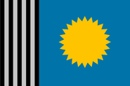 This version has 9 stripes, alternating grey and black. Four grey stripes for the four heads of Mt Rushmore; 9 total stripes for the 9 main native tribes of SD