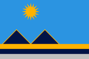 Montana4.png (37 KB) Light blue 'big sky', sun from seal, mountains in the shape of an M, gold and silver (oro y plata) separated by dark blue to follow rules of tincture.
