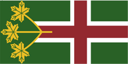 Ontario Provincial Flag proposal by NATHANIEL TANG on 11 JUNE 2015 at 12:39 UTC. tri-maple leaves and cross of St. George from the shield of the arms of Ontario, with a green field