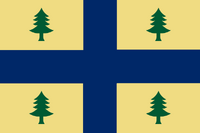 ME Flag Proposal by "ZeekLTK" - based on Quebec flag with Maine colors and pine symbol