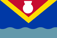 Flag of Baja California Sur of Light Blue Water Top is Triangle Yellow and Red, February 2020