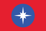 Updated Minnesota state flag proposal. Minnesota is nicknamed the “North Star State” and is also known as “Land of 10,000 Lakes.” The North Star is sitting in the middle of a blue circle which represents the lakes. By Ed Mitchell. 2016.