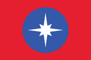 Updated Minnesota state flag proposal. Minnesota is nicknamed the “North Star State” and is also known as “Land of 10,000 Lakes.” The North Star is sitting in the middle of a blue circle which represents the lakes. By Ed Mitchell. 2016.