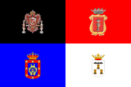 First flag of the separate region of La Mancha, 1906 (representing Toledo, Cuenca, Ciudad Real and Albacete, without Guadalajara)