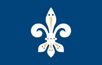 Proposed flag redesign for Louisiana, iconizing the pelican w/ chicks into a fleur de lis