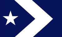 Part of a series of designs for state flags, all in blue and white. (Posted by Ken Morton)