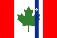 proposed flag for a Québec républic. - Green: ecology; Red: English presence in north America; Blue: French presence in America; The entire flag means Québec was once part of Canada.