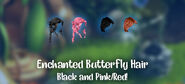 Flutter around the kingdom in style with the Enchanted Butterfly Hair in Black and Red/Pink!