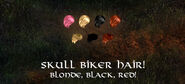 Drive around the kingdom in style with the NEW Bad To The Bone Skull Biker Hair in Red, Blonde and Black!