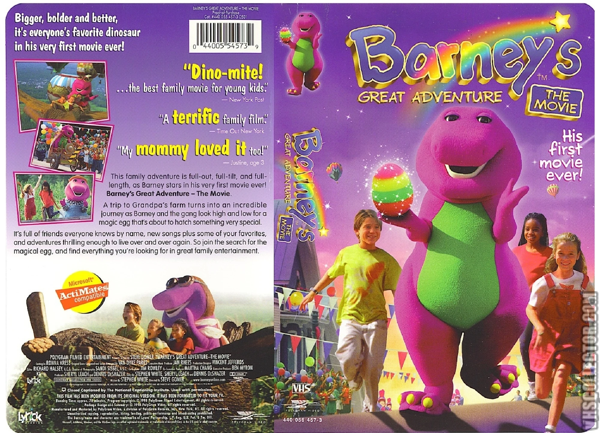 Barney's Great Adventure VHS 1998 Vhs and DVD Credits Wiki Fandom.