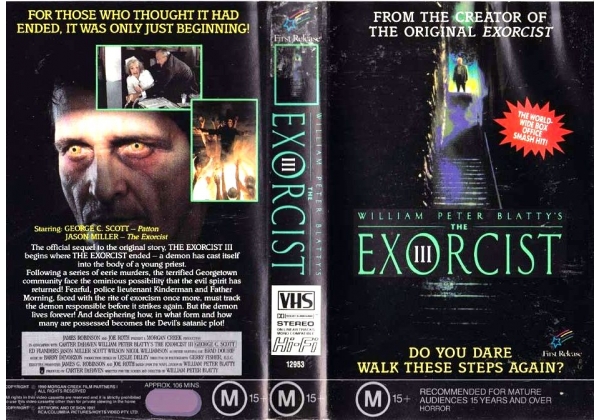 Opening and Closing to The Exorcist III (1990) 1991 VHS (Australia) | VHS  Openings Wiki | Fandom