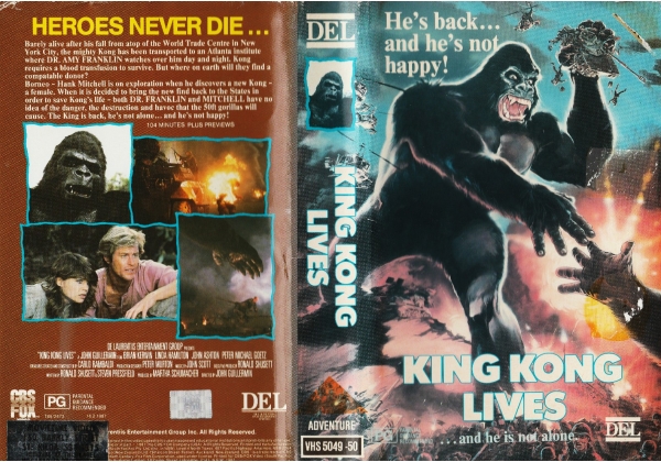 king kong lives vhs