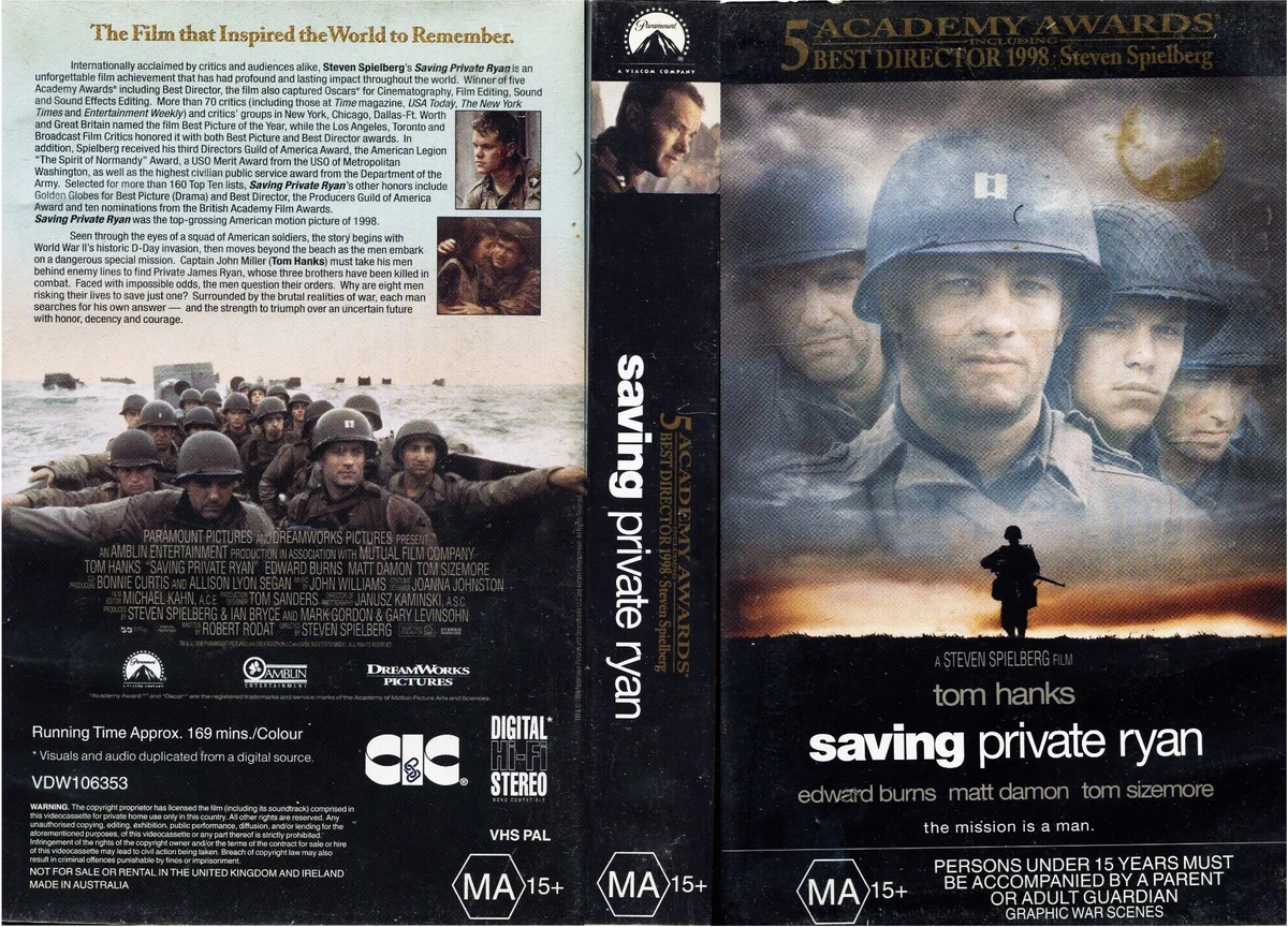 Opening and Closing to Saving Private Ryan (1998) 1999 VHS (Australia ...