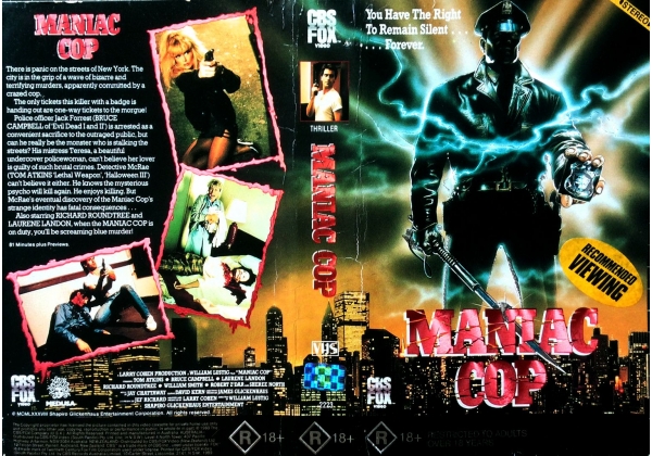 Opening and Closing to Maniac Cop (1988) 1989 VHS (Australia