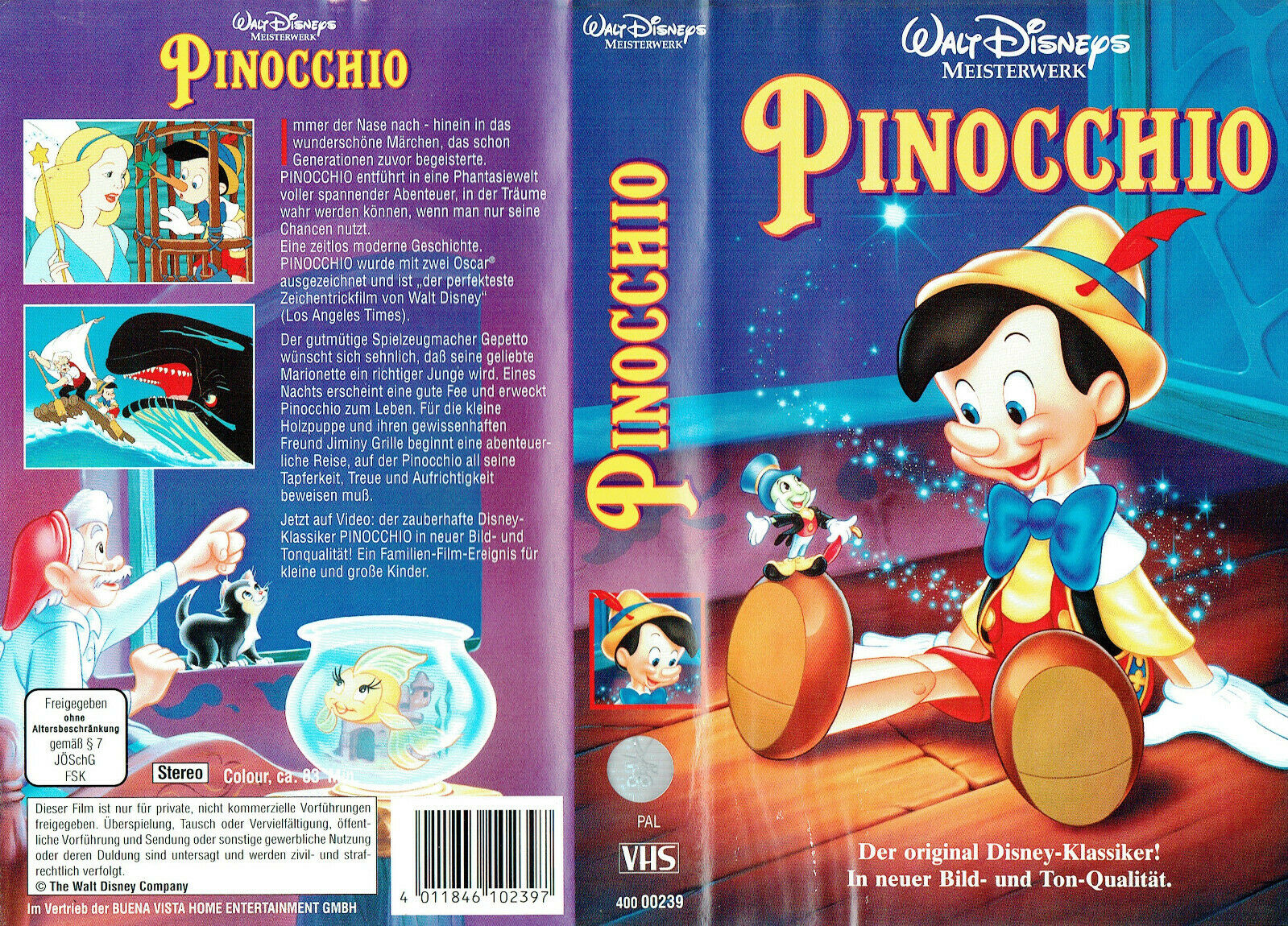 Opening & Closing to Pinocchio (1940) 1995 VHS (Germany) | VHS