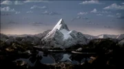 The opening shot of the 1999-2002 enhanced variant of the Paramount Pictures CGI Mountain logo by Pittard Sullivan.