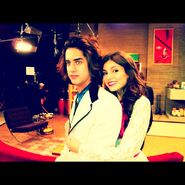 Avan and Victoria hugging on the set for Tori's house