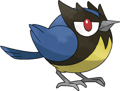 New Region - 013 Birdy - Flying O pokemon passaro. Este pokemon voa em  bandos sobre campos e cidades. Birdy é um pequeno passaro que se alimenta  de sementes e frutas pequenas.