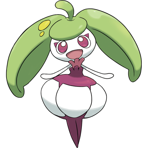 Mundo Pokémon - 562- Steenee. Tipo: planta. Evolução: Tsareena (nível 29 e  aprender o Movimento Stomp). Histórico: As sépalas em sua cabeça  desenvolveram-se para proteger seu corpo. São muito duras, por isso