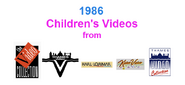 1986 - Children's Videos from The Video Collection, Thames Video, Karl-Lorimar Home Video, Kideo Video and Thames Video Collection