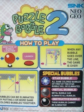 Neo Geo MVS Puzzle Bubble 2 - Cartouche Convert Haute Qualité SNK