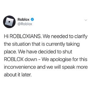 Roblox Shutting Down Video Game Hoaxes Wiki Fandom - roblox is shutting down tweet
