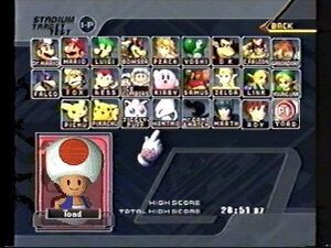 A faked image of Toad in Super Smash Bros Melee